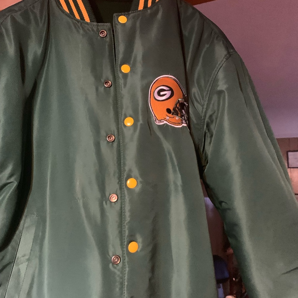 Parker jacket , can be worn differently on both side, genuine leather sleeve